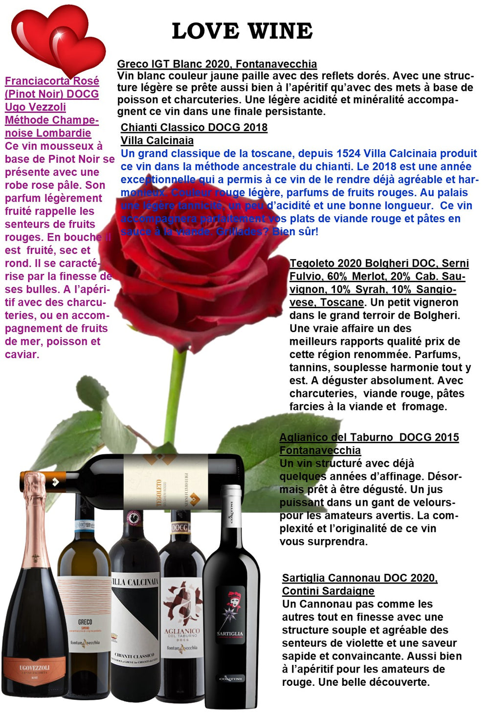 Love Wine - 6 coups de coeur - crus d'Italie