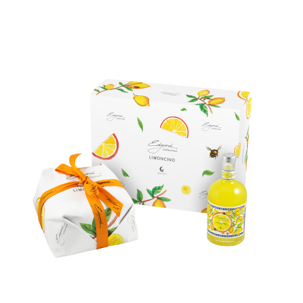 Coffret un Panettone à la crème de limoncino 750gr. + une bouteille 50cl Limoncino - Edgard Collection