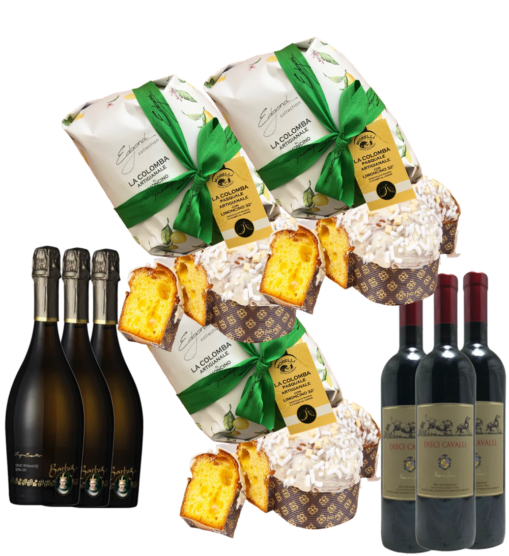 3 x Colombes 750 gr - 3 x Prosecco 75cl - 3 x Diecicavalli rouge 75cl
